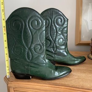 Green Leather Heeled Boots